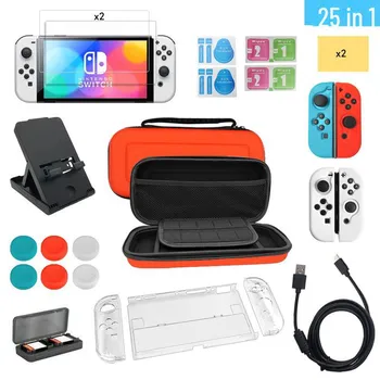 Защитный чехол и аксессуары для Nintendo Switch OLED — набор из 25 предметов 25 in 1 чёрный