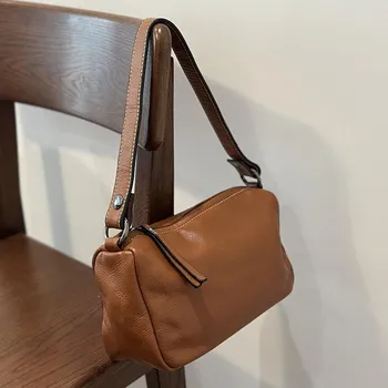 Johnature Soft Cowhide Small Bag Fashion Handheld Pillow Bag Casual Genuine Leather Women s Shoulder Bags чёрный