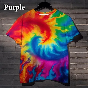 Женская футболка с принтом «Tie-Dye» в виде радуги на 3D-принте, уличные головокружительные разноцветные мужские и женские повседневные топы S-6XL S