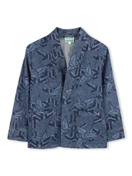 Kenzo Kids джинсовая куртка с абстрактным узором, синий