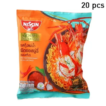 Лапша быстрого приготовления Nissin Фирменная тайская жареная речная креветка со вкусом соуса Чу Чи (Сухой тип) 71 г x 5/10/15/20 шт. 71 g. x 5 pcs