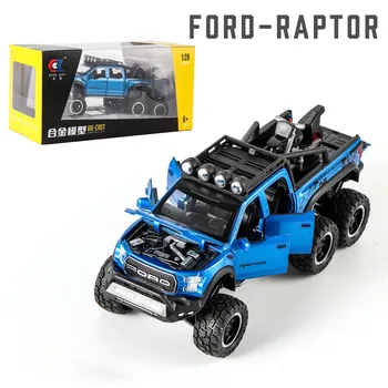 Литая металлическая игрушечная машинка F150 Raptor в масштабе 1:28, пикапы со звуком и светом для детей от 3 лет и старше Red Bull-20x7.8x7.5cm красный