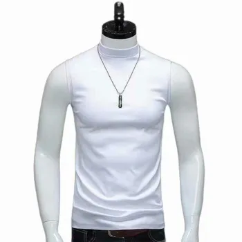 Мужская модная футболка без рукавов Ice Silk Slim с полуводолазкой 3XL