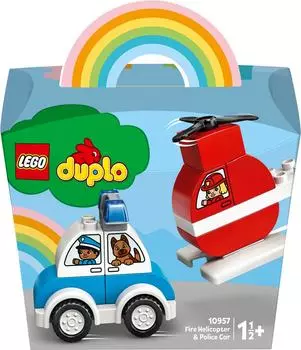 Конструктор LEGO DUPLO Creative Play 10957 Мой первый пожарный вертолет и полицейский автомобиль