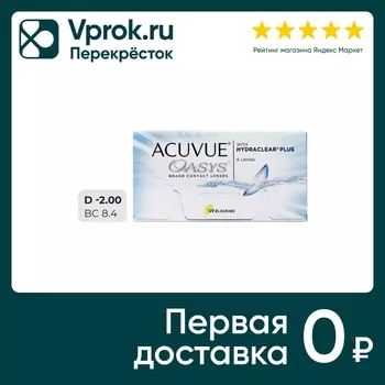 Контактные линзы Acuvue Oasys with Hydraclear Plus Двухнедельные -2.00/14/8.4 6шт