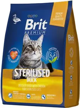 Корм для стерилизованных кошек Brit Premium Duck Chicken с уткой и курицей 2кг