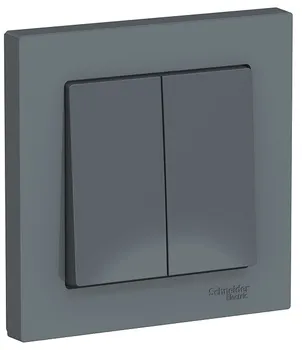 Выключатель Schneider Electric ATN000752 AtlasDesign, 2-клавишный, сх.5, 10АХ, в сборе, грифель