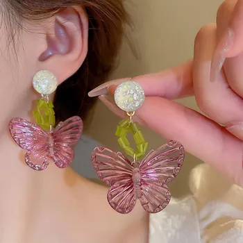 Модные акриловые серьги-бабочки, женские милые серьги-капли для девочек, элегантные индивидуальные ювелирные аксессуары, подарки синий