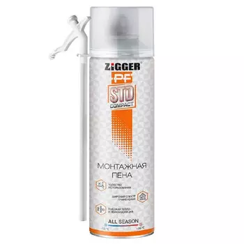 пена монтажная бытовая ZIGGER Pf std compact всесезонная 0,43л, арт.01-03-35