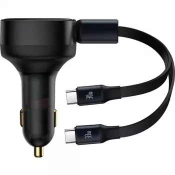 Автомобильное зарядное Baseus Enjoyment Retractable 2-in-1+C 33W Black (C00035500111-00)