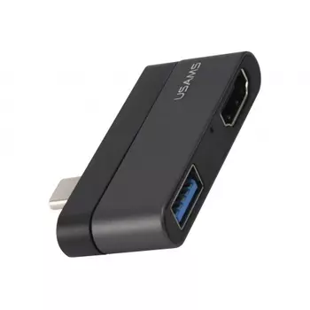 Адаптер USAMS US-SJ462 Type-C mini HUB (USB+HDMI), серый (SJ462HUB01)
