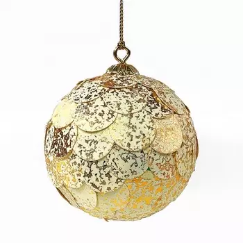 Шар новогодний декоративный EnjoyMe Paper Ball золотистый мрамор