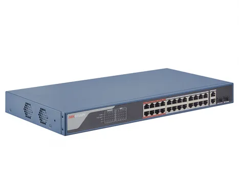 Коммутатор Hikvision DS-3E1326P-EI, управляемый, кол-во портов: 24x100 Мбит/с, кол-во SFP/uplink: combo RJ-45/SFP 2x1 Гбит/с, установка в стойку, PoE: 24x30Вт (макс. 370Вт) (DS-3E1326P-EI)