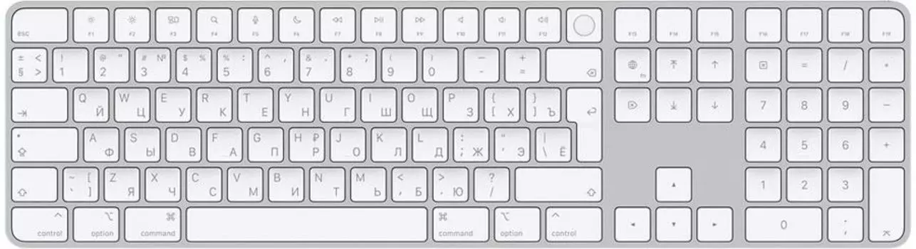 Беспроводная клавиатура Apple Magic Keyboard with Touch ID and Numeric Keypad русская (белый) (MK2C3)