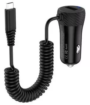 Автомобильное зарядное устройство Hoco Z21A Single Port (Lightning) Wired Fast Car Charger 3.4A (черный)