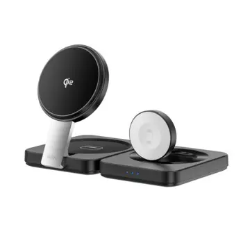Беспроводное зарядное устройство WIWU QI2 15W 3 в 1 для iPhone/Apple Watch/AirPods (Wi-W028) (черный)