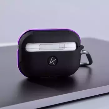 Чехол K-Doo Protective Case для AirPods 3 силиконовый с карабином (черный/фиолетовый бампер)