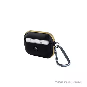 Чехол K-Doo Protective Case для AirPods 3 силиконовый с карабином (черный/золотой бампер)