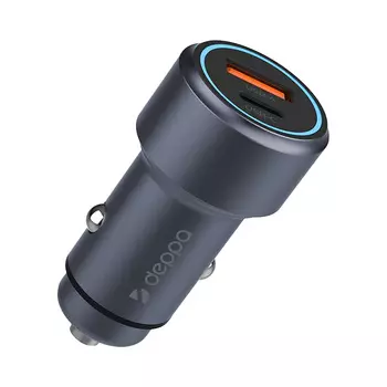 Автомобильное зарядное устройство Deppa (11220) Car Charger USB/Type-C 48W (серый)