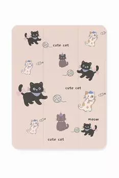 Чехол-книжка Mosbros Cute Cat для Apple iPad 10 (2022)/iPad 11 (2025) (полиуретан с подставкой/отсек для стилуса) (розовый)