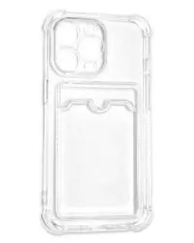 Чехол-накладка Card Case для iPhone 13 Pro силикон c держателем для карт (прозрачный)