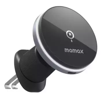 Автомобильный держатель с беспроводной зарядкой Momax Q.Mag Mount 5 15W в воздуховод (серый) (CM25A)