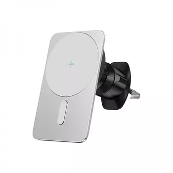 Автомобильный держатель WIWU Liberator Magnetic Wireless Charger Type-C 15W в воздуховод (Wi-Q001) (серебристый)
