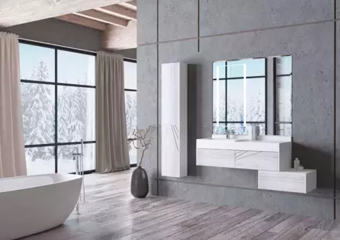 Комплект мебели Aquaton Сакура 120 белый-светлое дерево