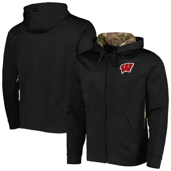 Мужская толстовка с молнией во всю длину Dunbrooke Black/Camo Wisconsin Badgers Decoy