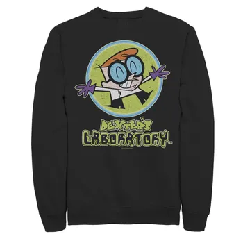 Мужской флисовый пуловер с рисунком Cartoon Network Dexter's Laboratory Happy Scientist Licensed Character