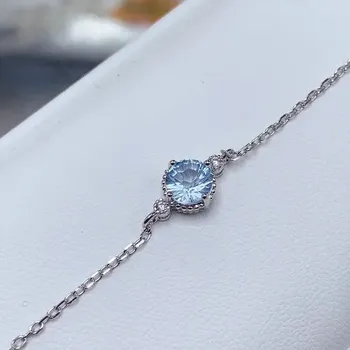 Браслет из серебра 925 пробы с натуральным топазом 6 мм карат