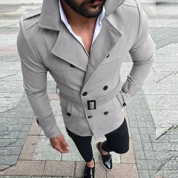 Мужская мода Slim Fit костюм с длинным рукавом Топ Куртки Тренч Мужчины Осень Зима