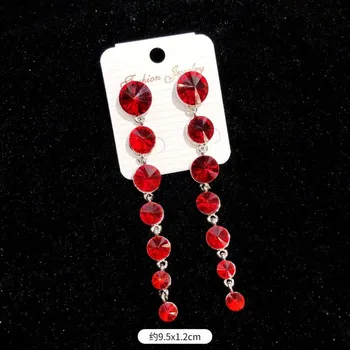 Korean version of celebrity luxury crystal flash diamond stud earrings women s banquet exaggerated temperament fringed earrings retro zircon earrings