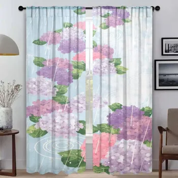 Flowers Home Interior Curtains 2 Pieces Curtains for Living Room Curtain Partition Shades Tulle for Bedroom Halloween Decoration W50xH70cmx2pcs-CL