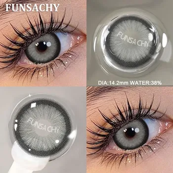 FUNSACHY 1 пара цветных контактных линз для глаз, модная косметика, для школьников, годовые синие линзы для глаз, коричневые контактные линзы для глаз