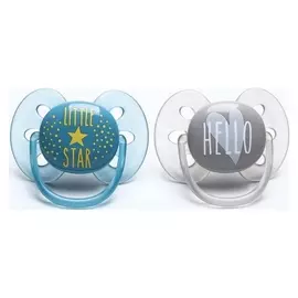Пустышка Ultra Soft, Little Star/hello, 6-18 мес., 2 шт, для мальчиков