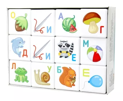 Кубики для умников – Азбука, 12 штук
