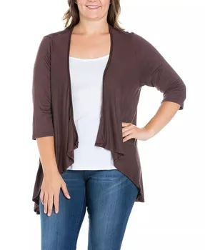 Кардиган с открытыми рукавами до локтя и большим размером 24seven Comfort Apparel, коричневый