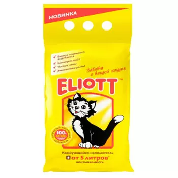 Наполнитель для туалетов домашних животных Eliott 5л комкующийся