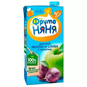 Нектар фрутоняня 500мл яблоко и слива с мякотью с 3 лет