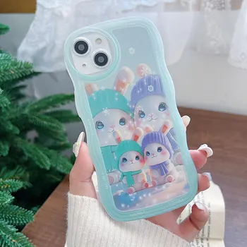 Прозрачный силиконовый чехол с волнистыми краями для Xiaomi Redmi Note 12 11 10 Samsung A54 A24 A34 A14 iPhone 14 15 13 Funda Rabbit Bunny, мягкий чехол из ТПУ Infinix Hot 10 (X682)