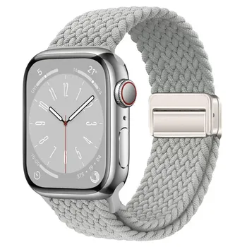 1 шт. магнитный плетеный нейлоновый регулируемый ремешок для Apple Watch Ultra 49 мм, 45 мм, 44 мм, 41 мм, 40 мм, 38 мм, магнитный дышащий ремешок для IWatch 9, 8, 7, 6, 5, 4, 3, 2, 1 SE For 38mm 40mm 41mm разноцветный/белый