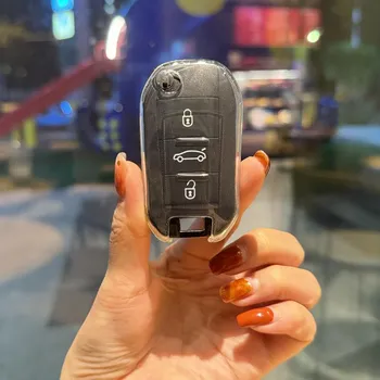ТПУ автомобильный откидной чехол для ключей для Peugeot 208 308 408 508 2008 3008 4008 5008 для Citroen C3 C4 CACTUS C6 C8 аксессуары