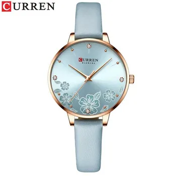 CURREN Новые женские часы Тонкие женские часы Простые часы с поясом и стразами с принтом и маленьким циферблатом