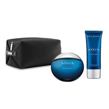 Набор Атлантический океан (100 мл + 100 мл), Aqva Atlantiqve Eau De Toilette, After Shave Balm & Pouch Set, произв. Bvlgari