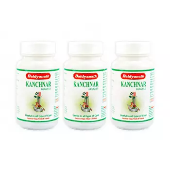 Набор Канчнар Гуггул (3 х 80 таб), Kanchnar Guggulu Set, произв. Baidyanath