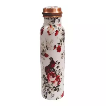Медная бутылка с цветочным рисунком (950 мл), Copper Bottle With Picture Of Flowers, произв. MYINDIA