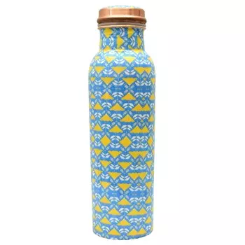 Медная бутылка с цветочным узором (1 л), Copper Bottle with flower pattern, произв. MYINDIA