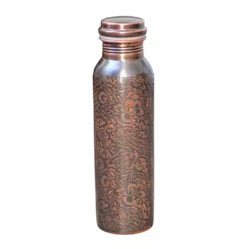 Медная бутылка с цветочным узором, Copper Floral Bottle, произв. MYINDIA