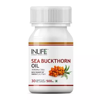 Масло из семян Облепихи: источник Омега 3, 6, 7, 9 (30 кап, 500 мг), Sea Buckthorn Oil (Omega 3, 6, 7, 9), произв. INLIFE